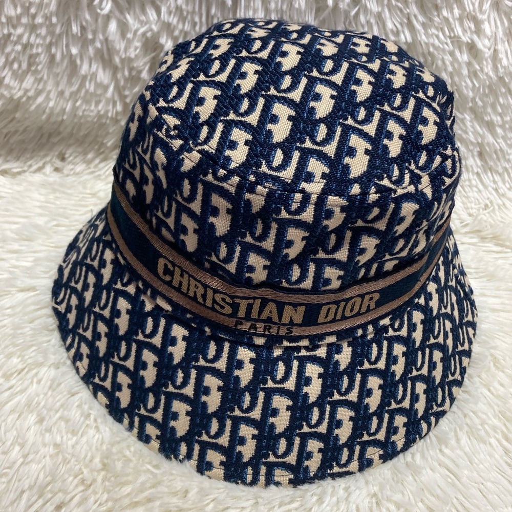 Dior Blue and Cream Patterned Hat